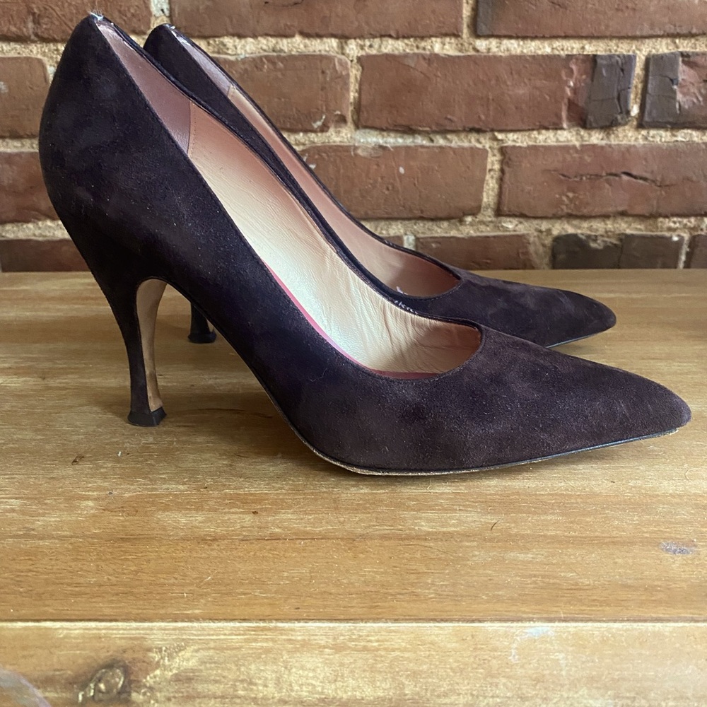 Kate Spade chocolate suede heels size 8.5